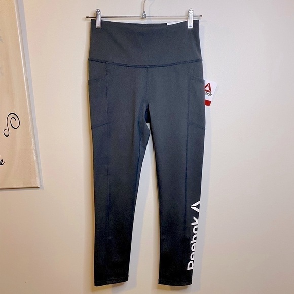 NWT Reebok Graphic High Rise Capri Performance Leggings Charcoal Gray Size Small - Picture 11 of 12